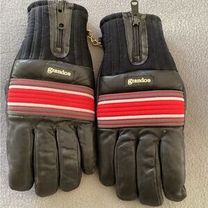 VTG grandoe 100% polyester lining zip wrist ski gloves -SZ L